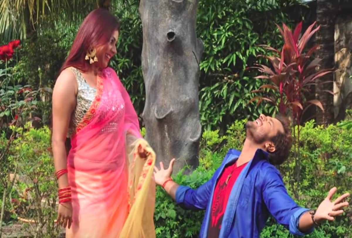 Bhojpuri star Khesari Lal Yadav and Preity Biswas song ankhiya ladal jabse has been viral