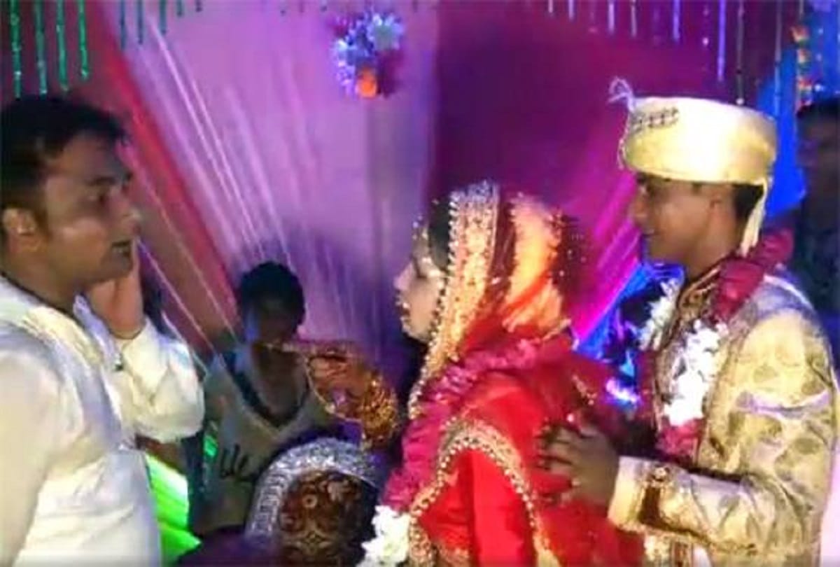 Bride slap her jija on wedding stage during jaimala video being viral on internet  