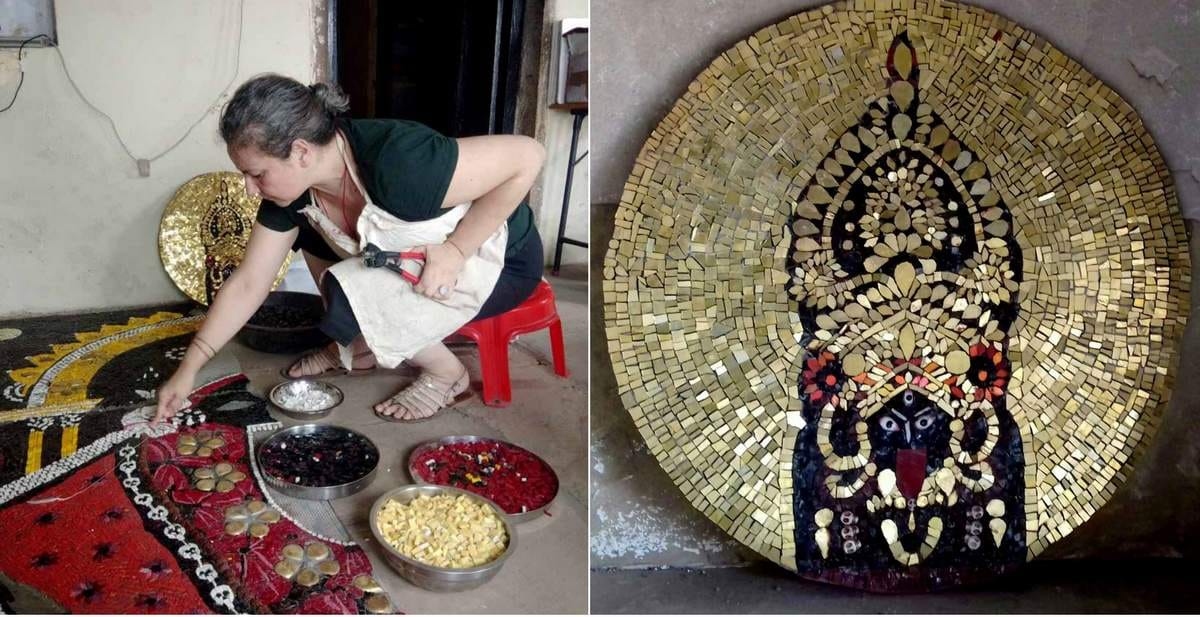 Italian artist making statue of maa kali in varanasi