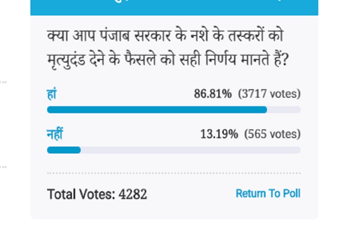 Amar Ujala Poll: Punjab government suggests death penalty for drug smugglers is correct