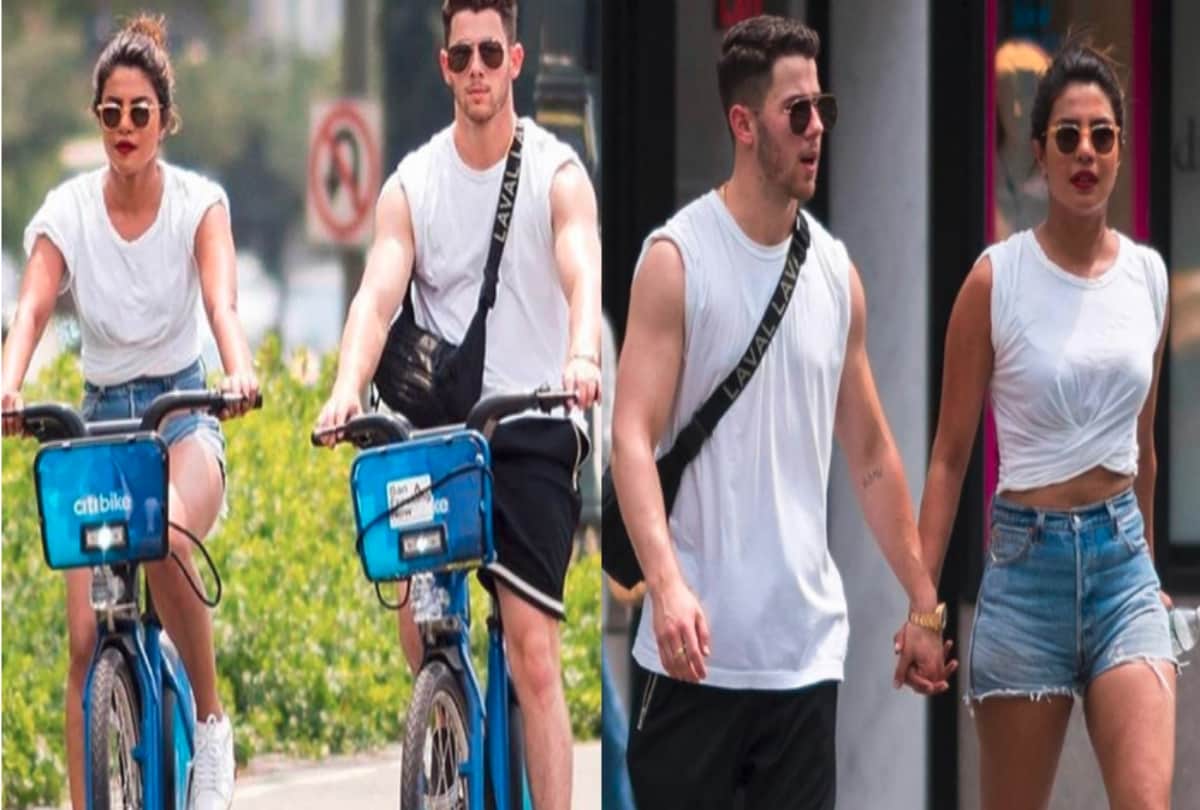 Priyanka Chopra cycling on the streets of New York with Nick Jonas 