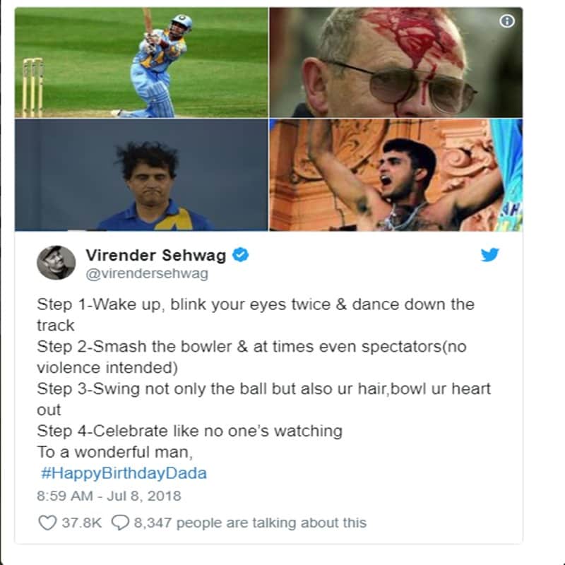 Virender Sehwag gives birthday wish to sourav ganguly in special style