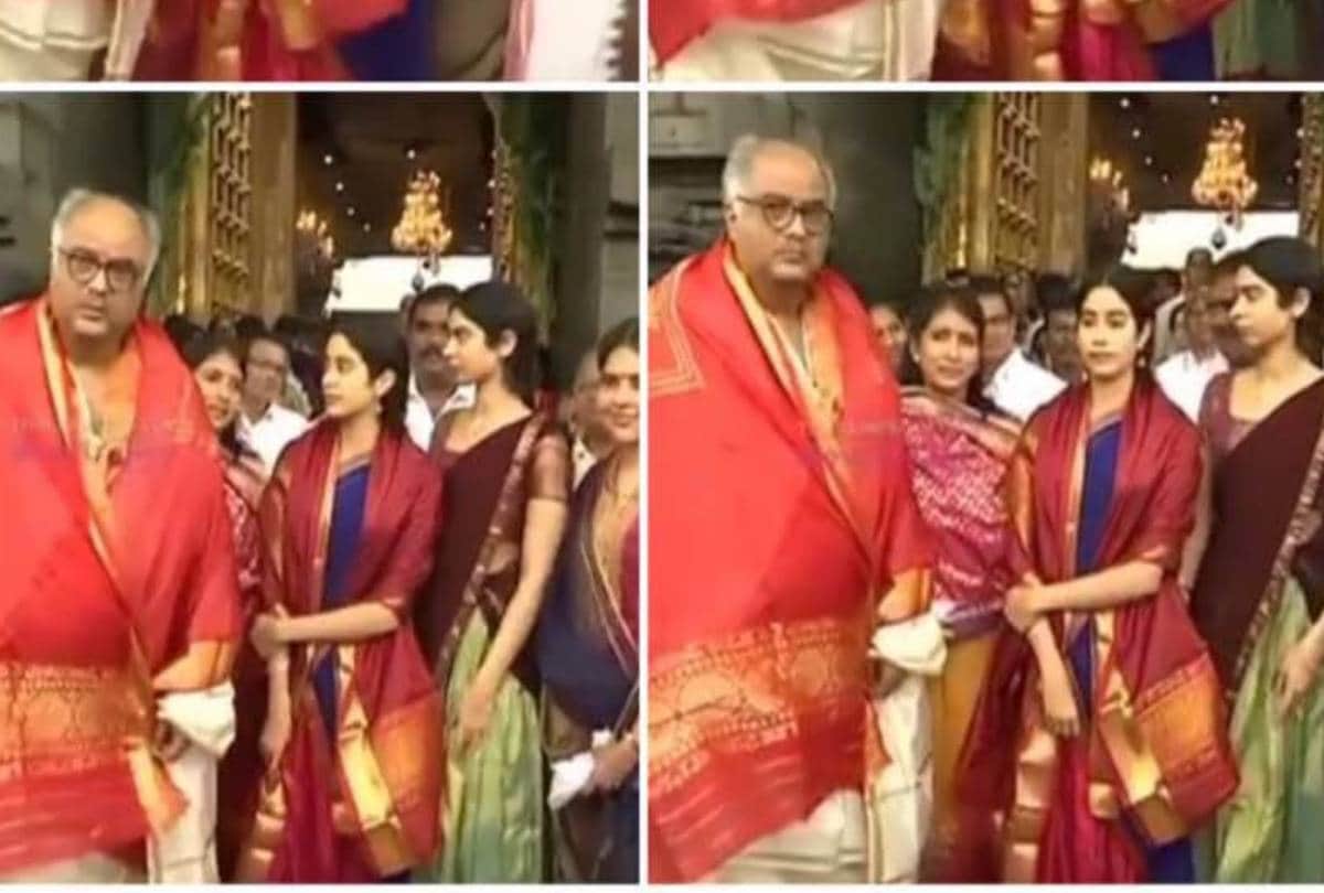 boney kapoor offers prayer at tirumala tirupati temple with janhvi kapoor