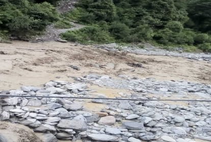 wood bridge swept away in flash flood in tissa chamba himachal