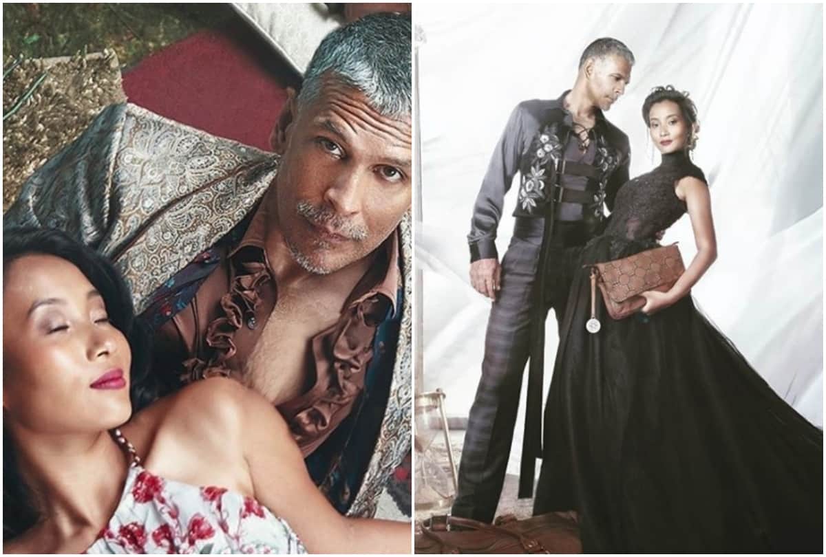 Milind Soman first photoshoot with wife Ankita Konwar
