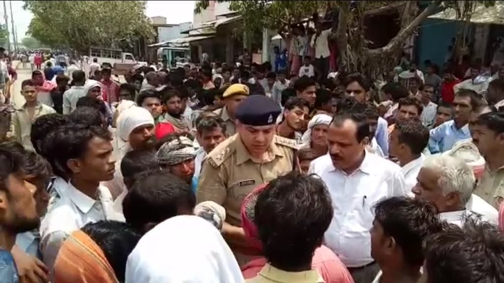 angry villagers protest after woman died in road accident