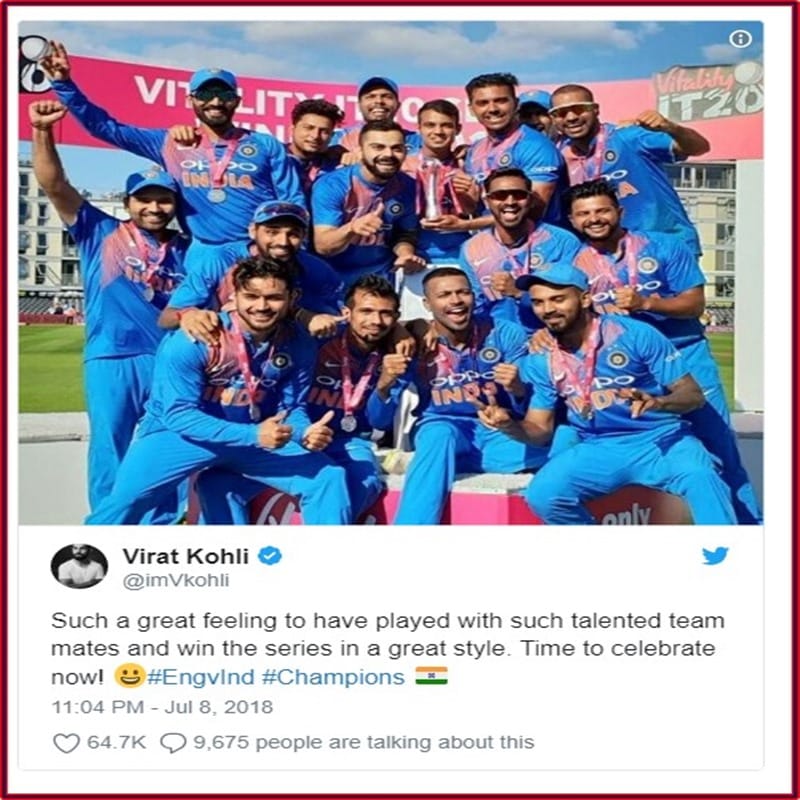 VIRAT kohli trolled after posting team picture without dhoni
