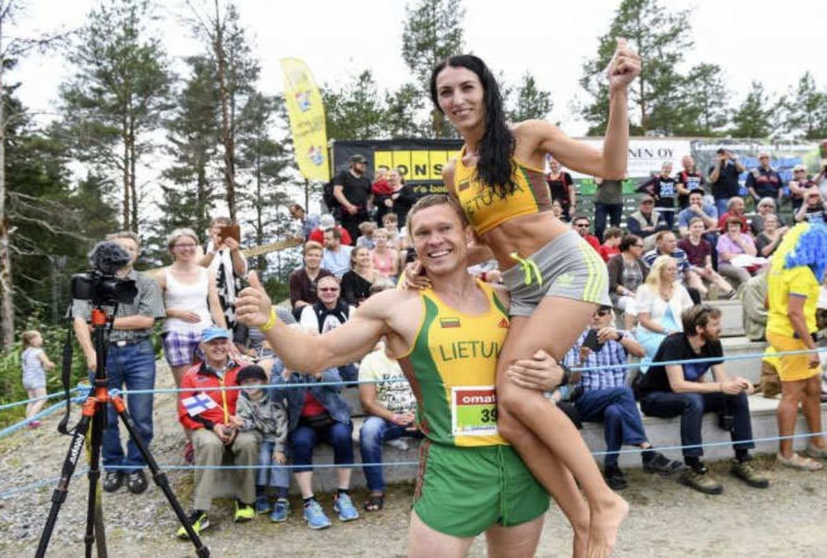 Unique competition of finland where man run one kilometer after uplift his wife on his back