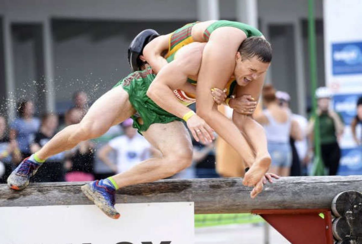 Unique competition of finland where man run one kilometer after uplift his wife on his back