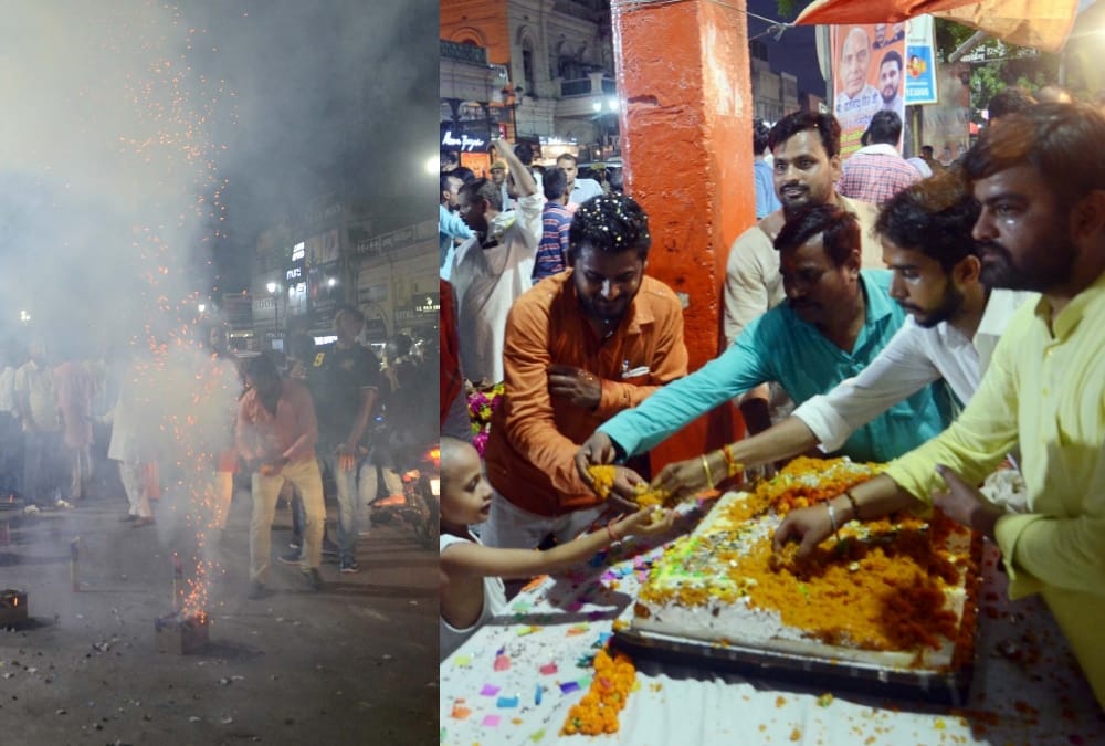celebration of rajnath singh birthday in lucknow.