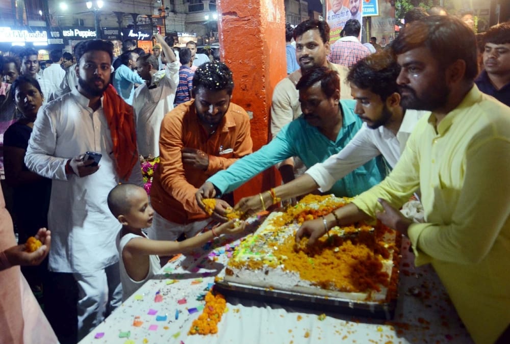 celebration of rajnath singh birthday in lucknow.