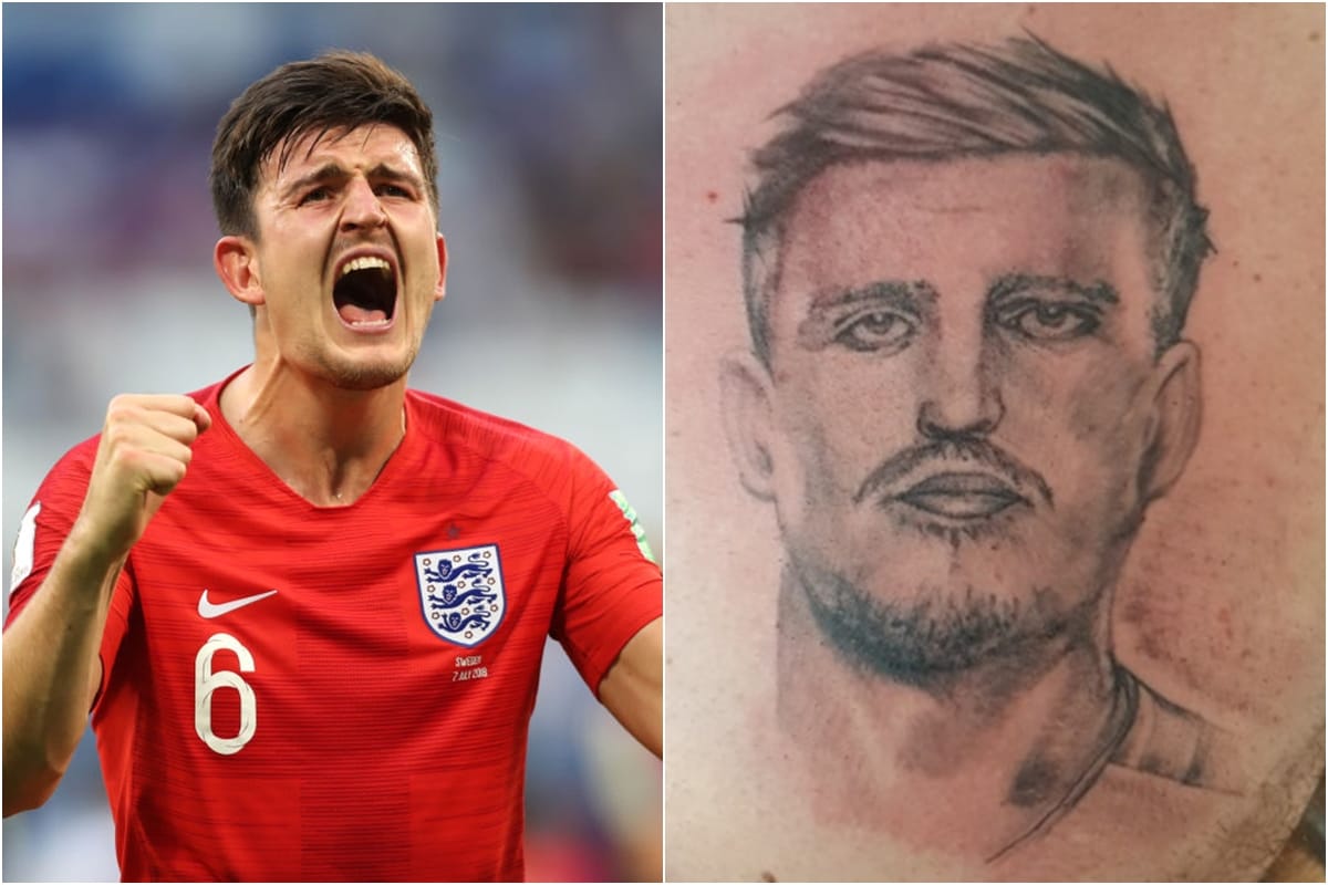 england defender Harry Maguire fan got tattooed on his chest