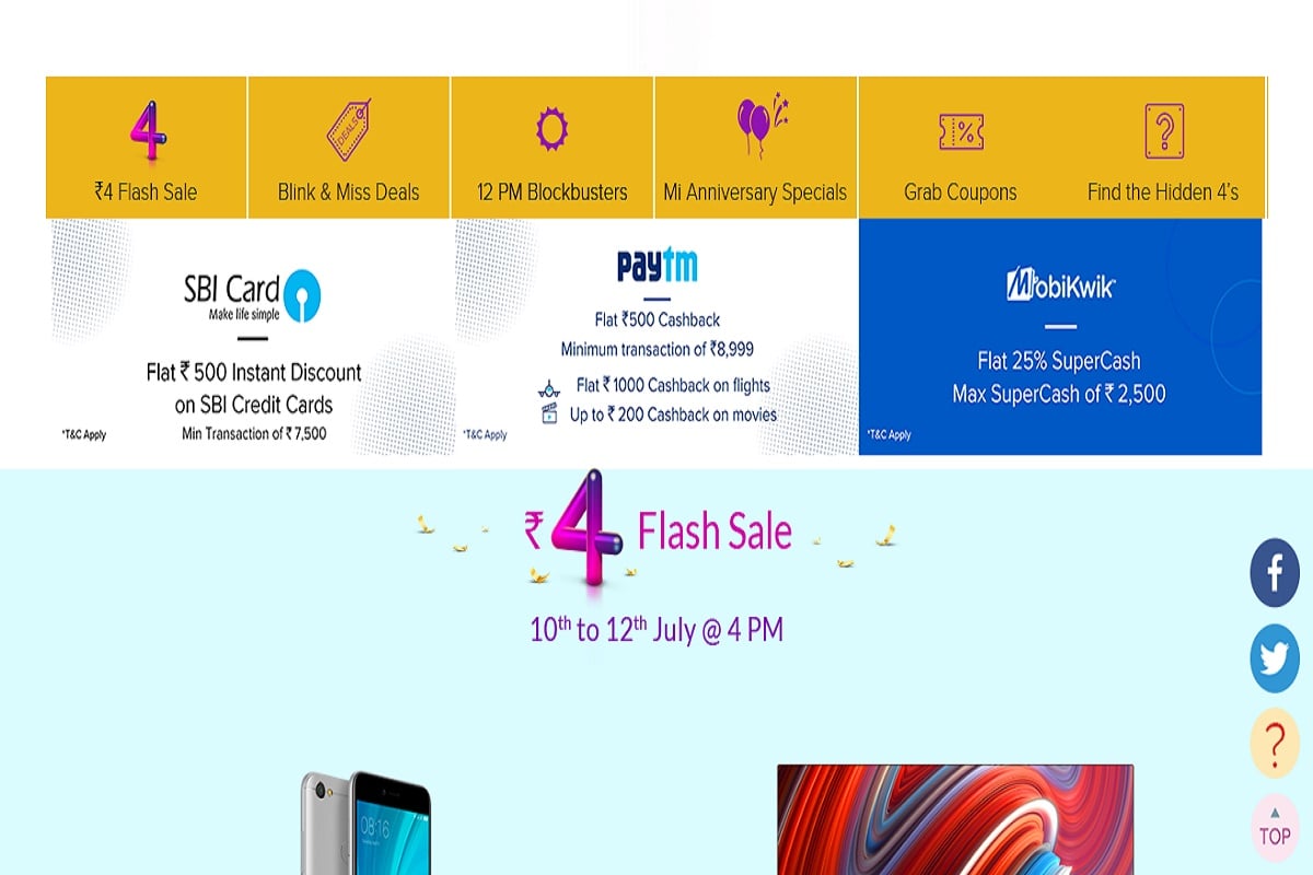 Xiaomi 4th Mi Anniversary Sale