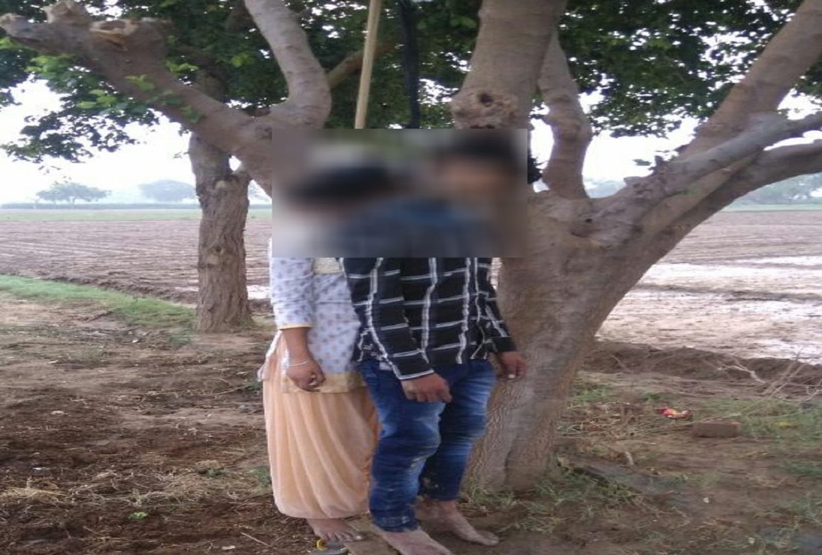 dead body of the young man and girl hanged from the tree in Agra