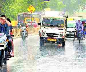 Monsoon rains in city