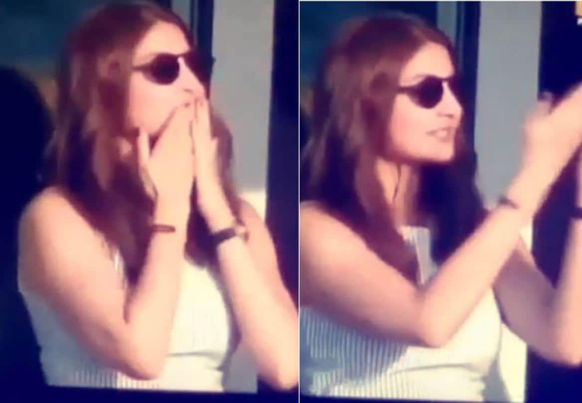 anushka sharma flying kiss to virat kohli on ground