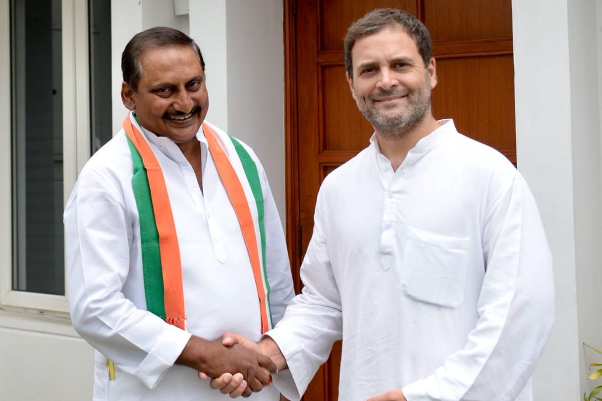 N Kiran Kumar Reddy rejoins congress, had resigned in 2014