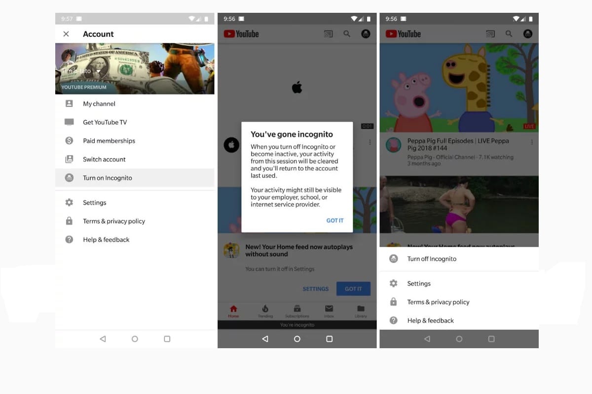 YouTube for  Android gets an Incognito mode, how to use