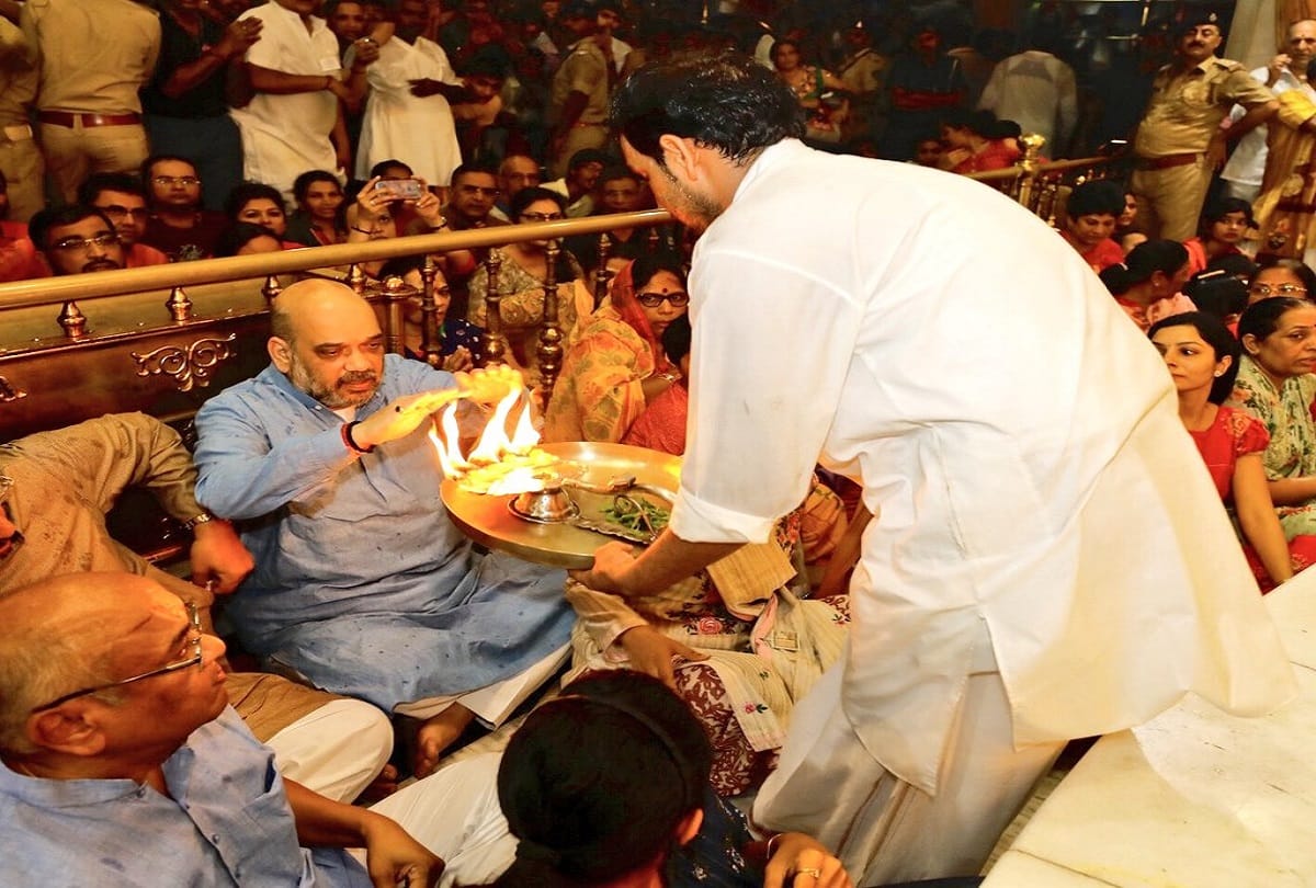 BJP President Amit Shah attends aarti at Jagannath Temple in Ahmedabad 