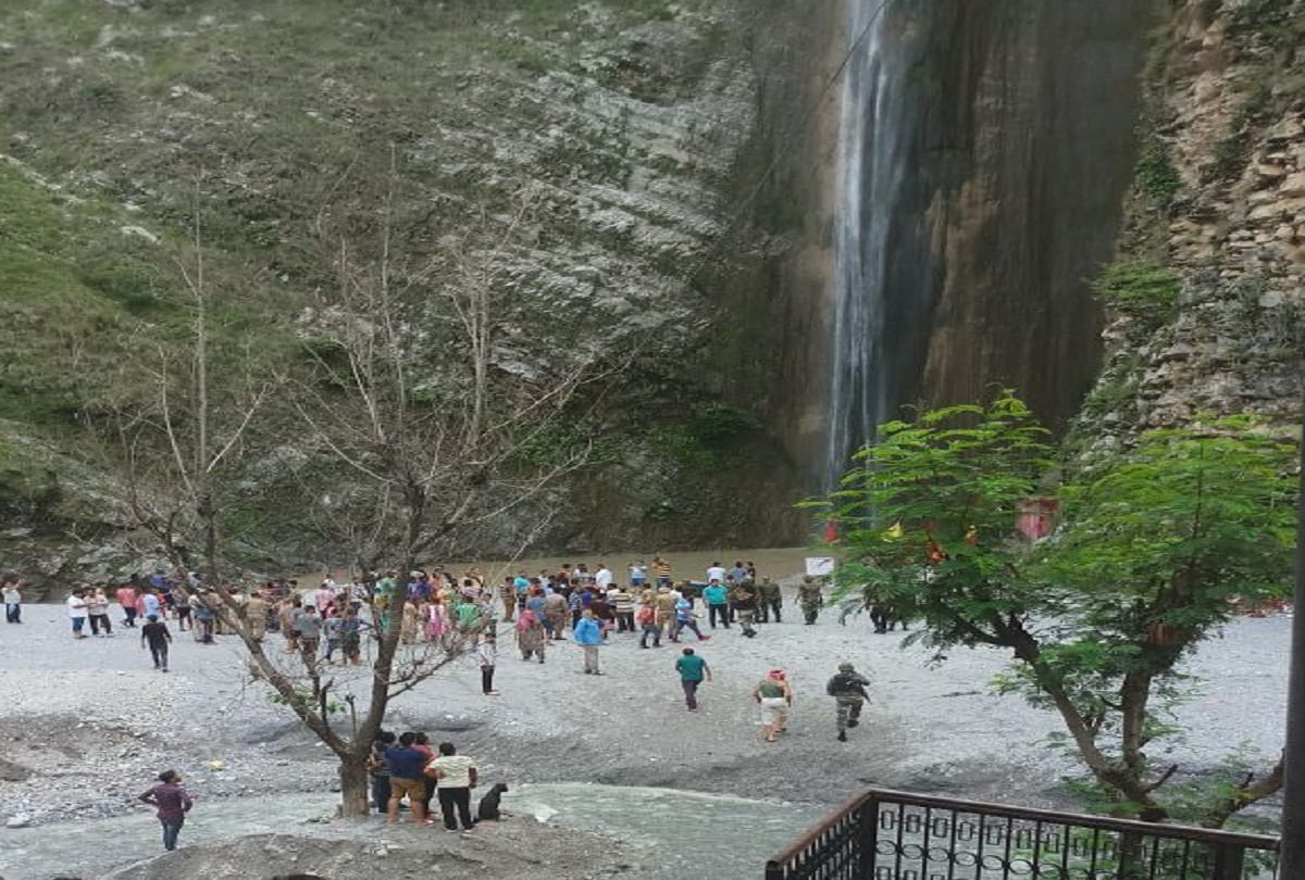landslide hits in sehar baba waterfall jammu kashmir people have Religious beliefs here