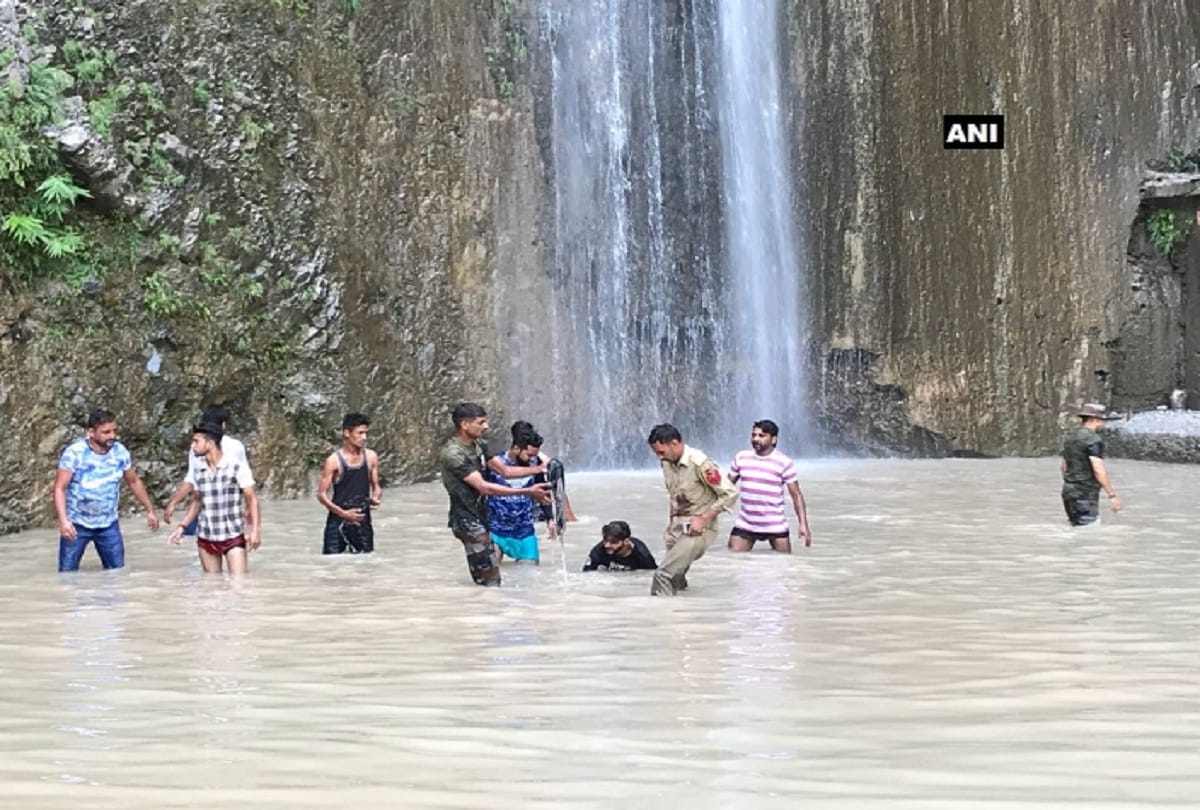 landslide hits sehar baba waterfall near riasi jammu kashmir several injured  