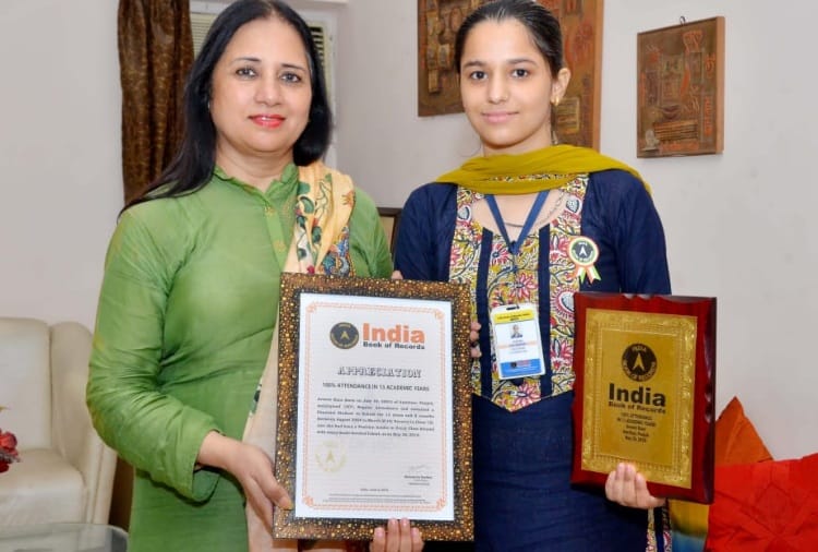 Avneet Kaur made unique record by going to school for 13 years and 8 months continuously.