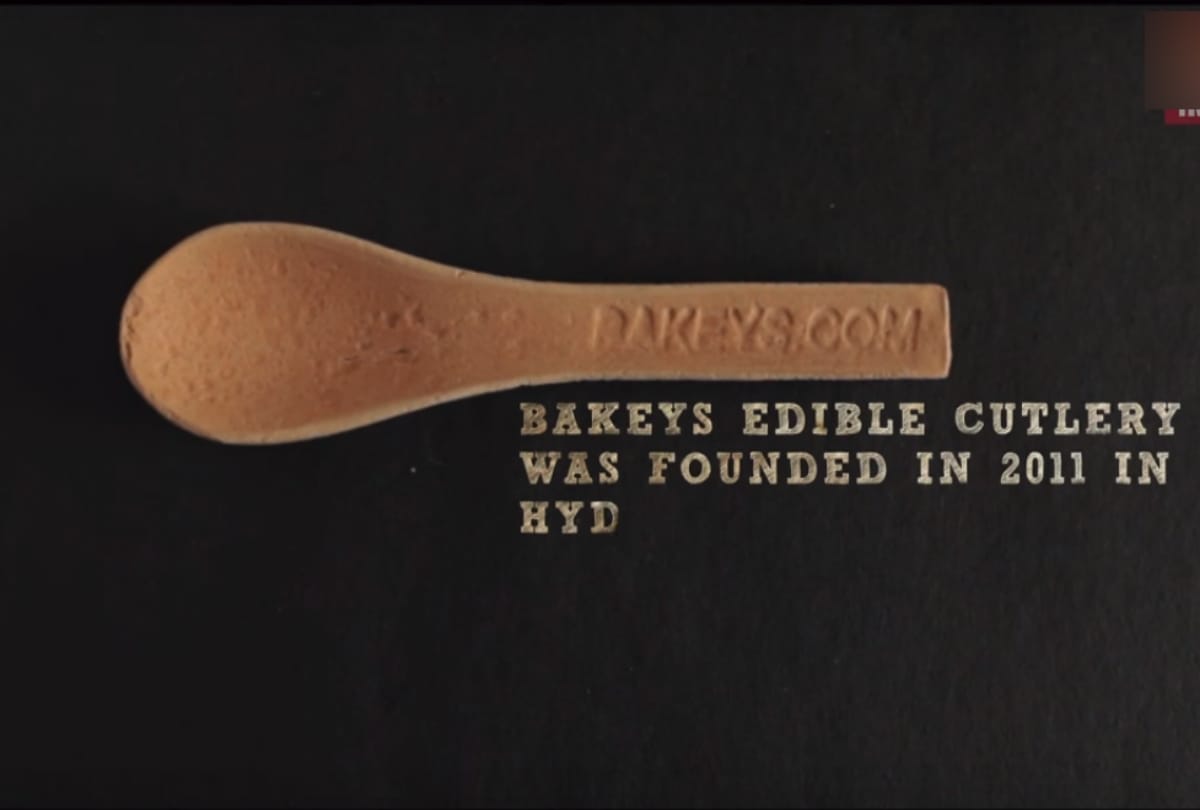 Weird bet where poeple have to eat utensils with food