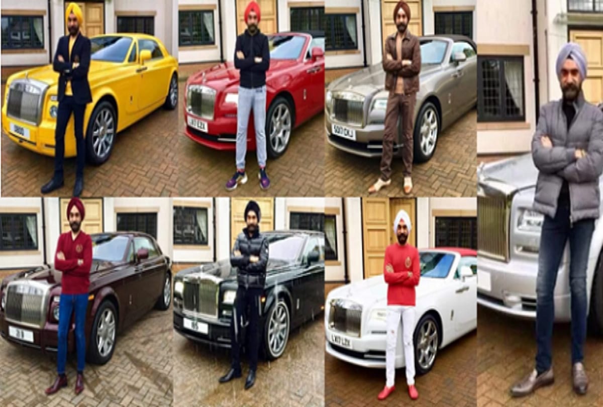 Man have seven rolls royce car matching with his turban