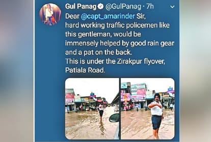 Gul Panag Tweeted Traffic Police Man Photo and tagged to CM Captain Amrinder Singh