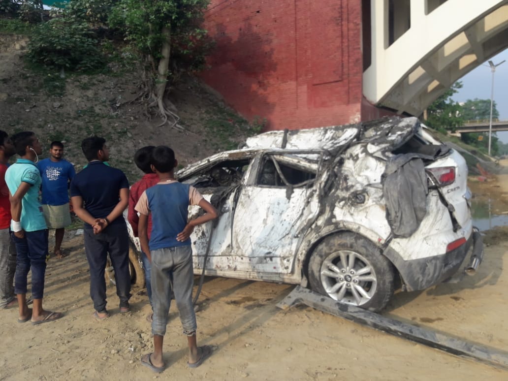 Car fallen from varuna river bridge at varanasi