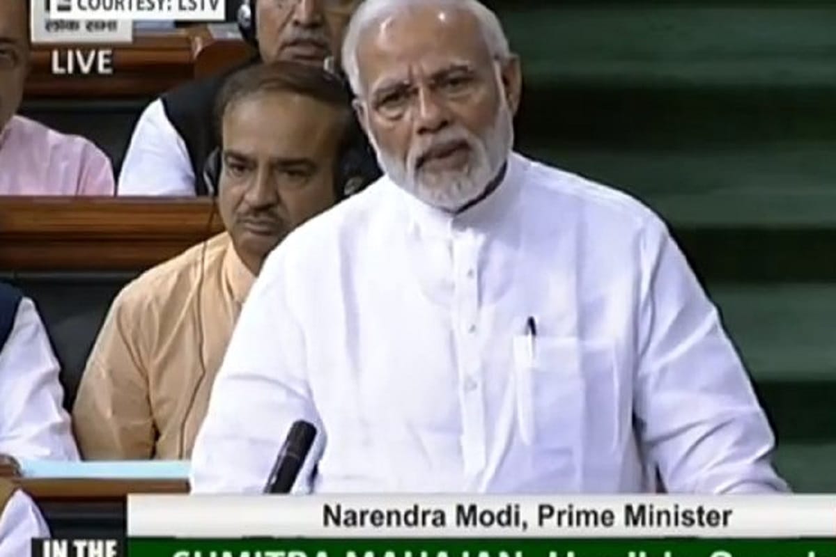 PM narendra Modi is addressing the Parliament on No Confidence Motion
