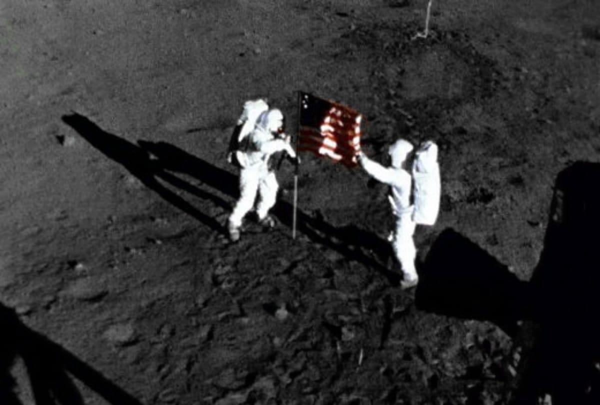 Neil Armstrong stepping on the moon in history on july 20th 