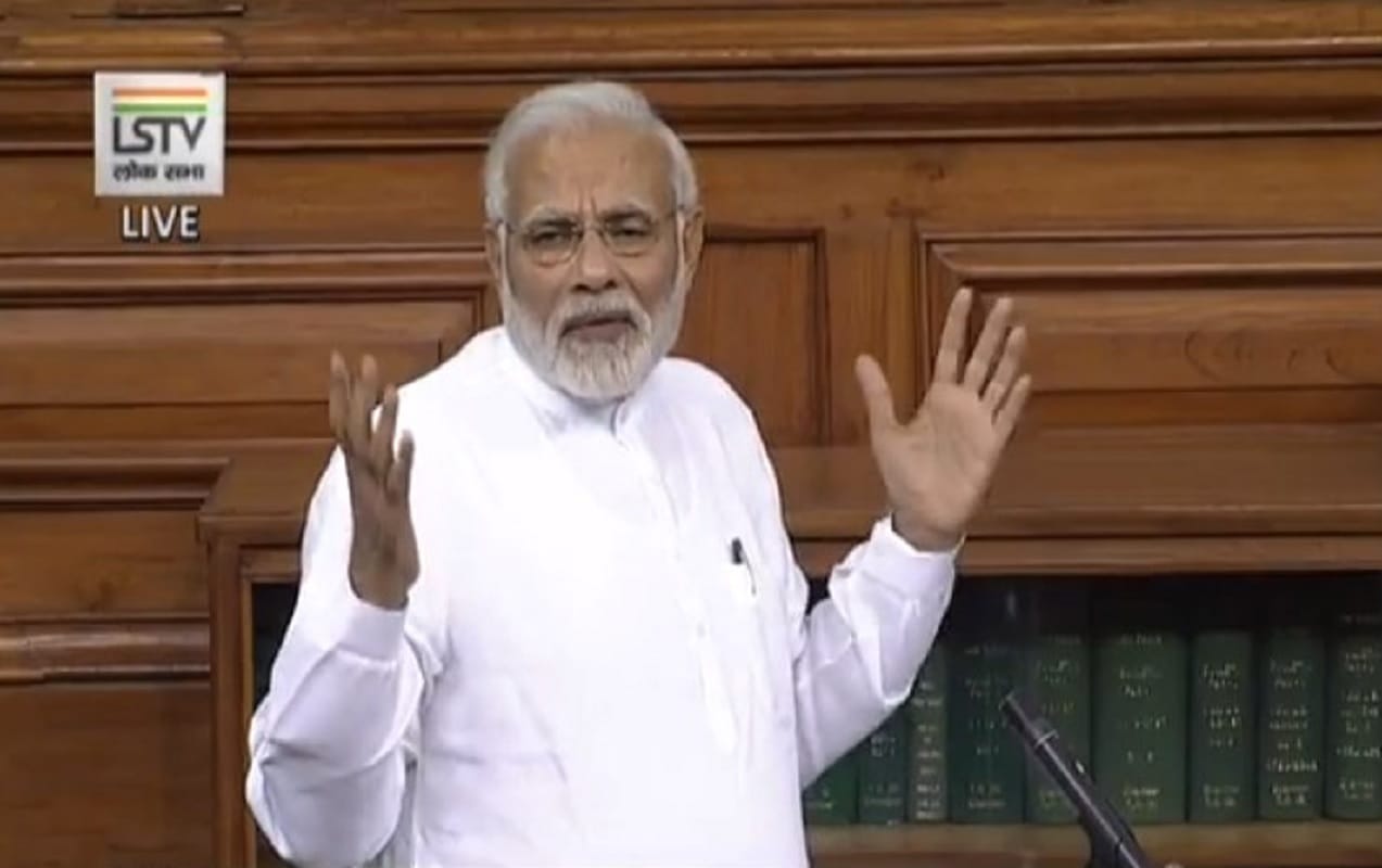 2018 में अविश्वास प्रस्ताव पर बोलते हुए प्रधानमंत्री नरेंद्र मोदी