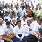 congress protest over law and order issue in lucknow.