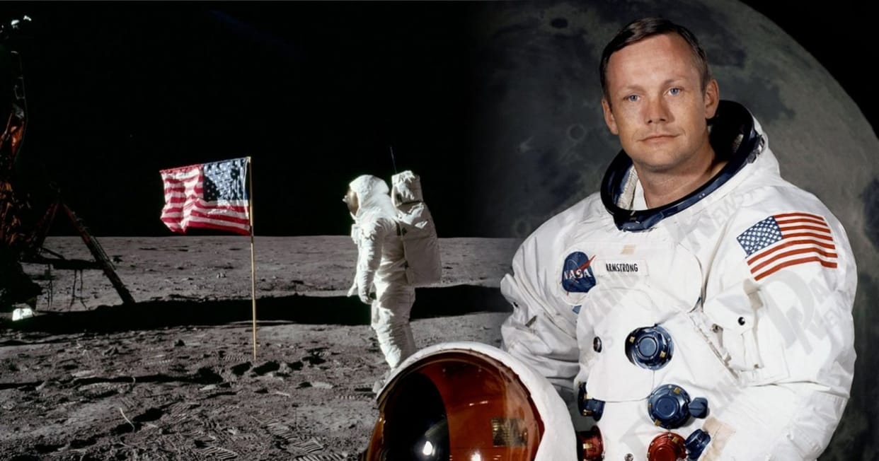 Historical day when Neil Armstrong was first man to walk on the moon