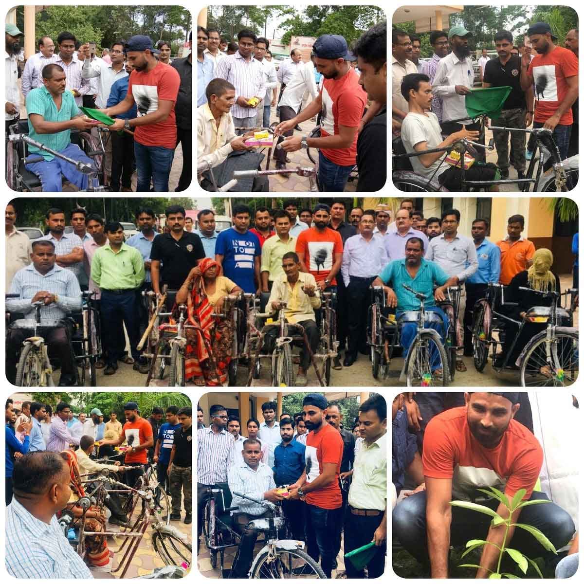 mohammad shami donates tricycles to differently abled people