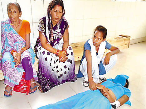 Girl students waiting for one hour at the hospital gate