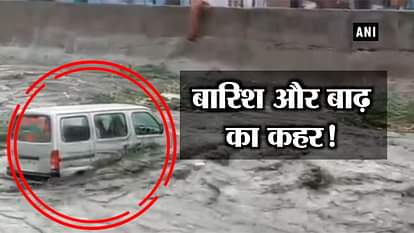 Car gets swept away in overflowing drain in Gwalior