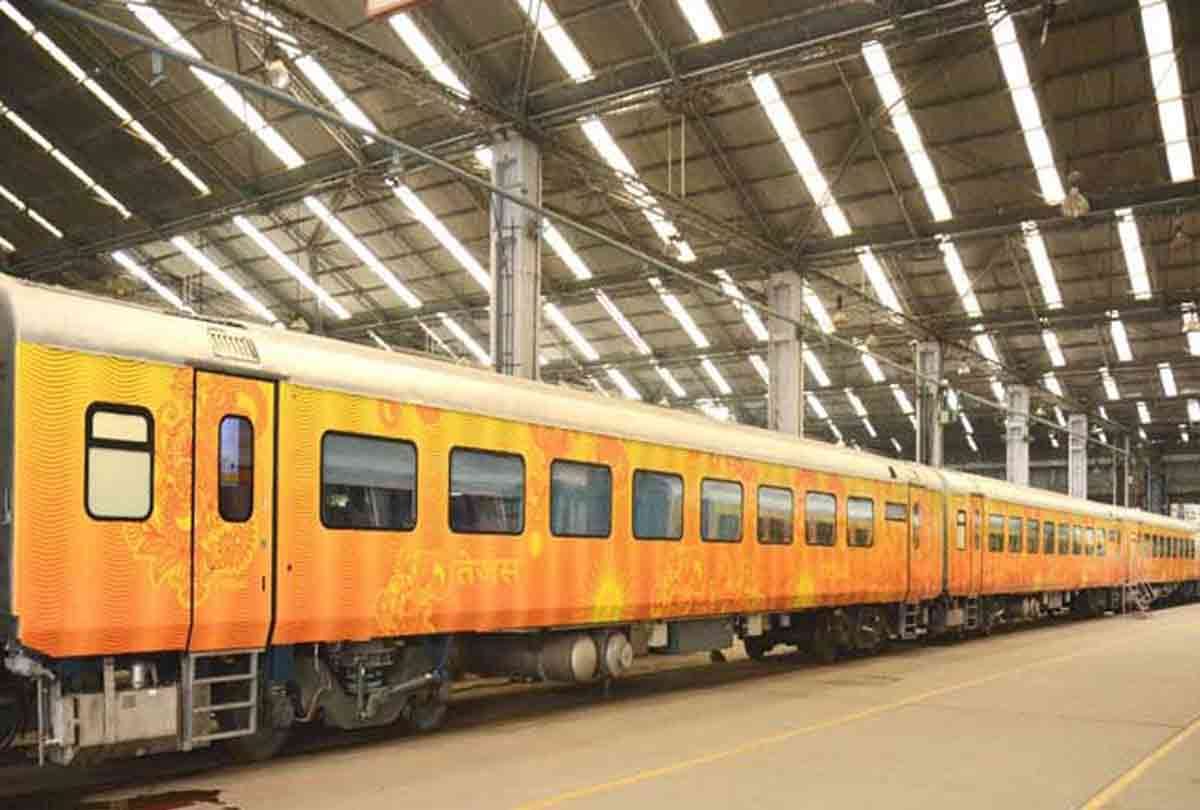the new tejas express automatic windows and tv screen like flights with saffron colour