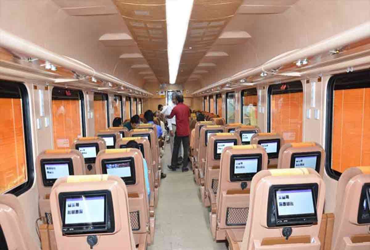 the new tejas express automatic windows and tv screen like flights with saffron colour