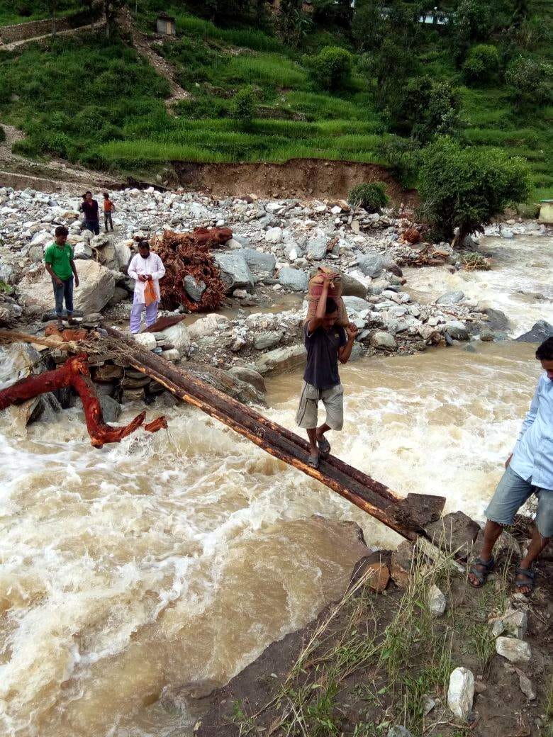 uttarakhand disaster villager made broken bridge