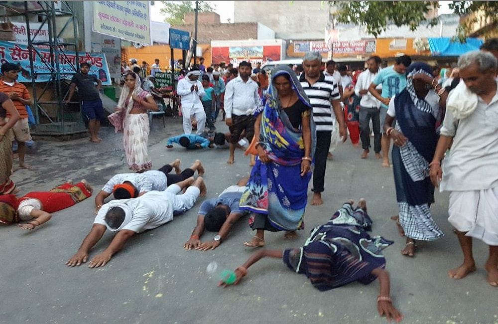 Devotees gather for Govardhan Parikrama in Mudiya Mela