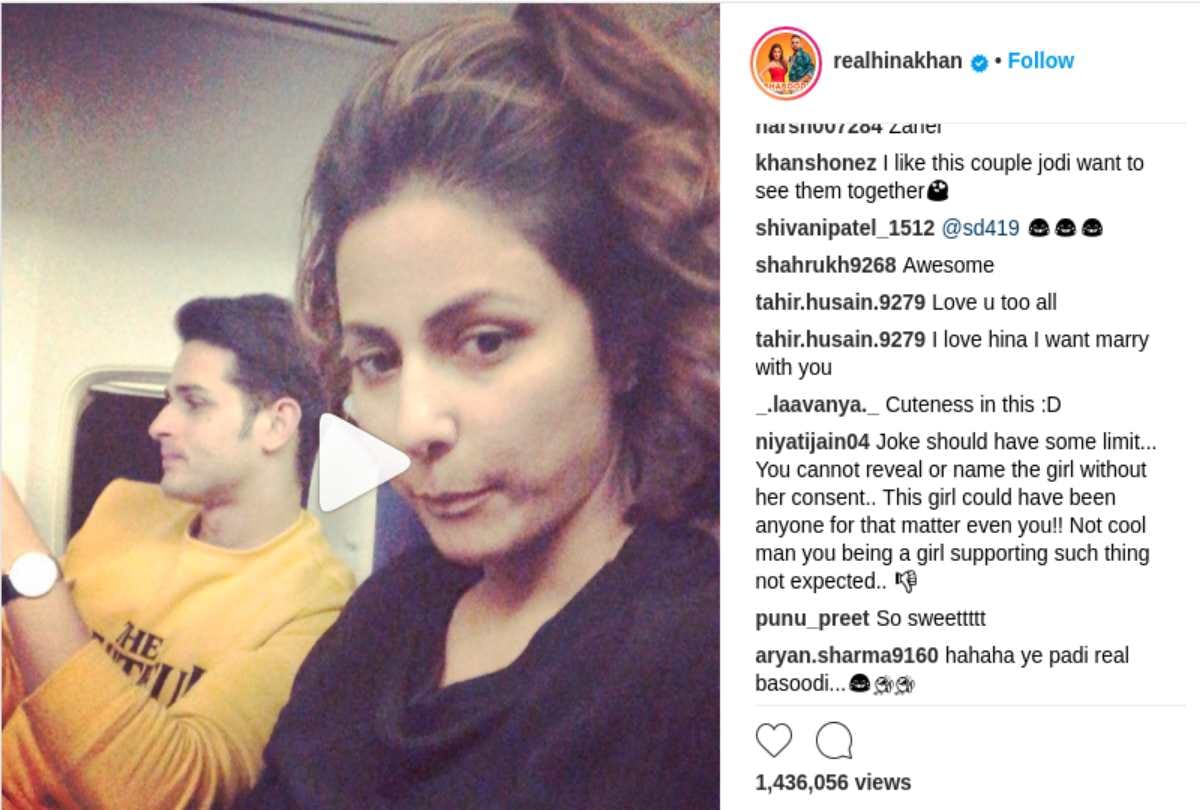 hina khan share the video with priyank sharma in flight