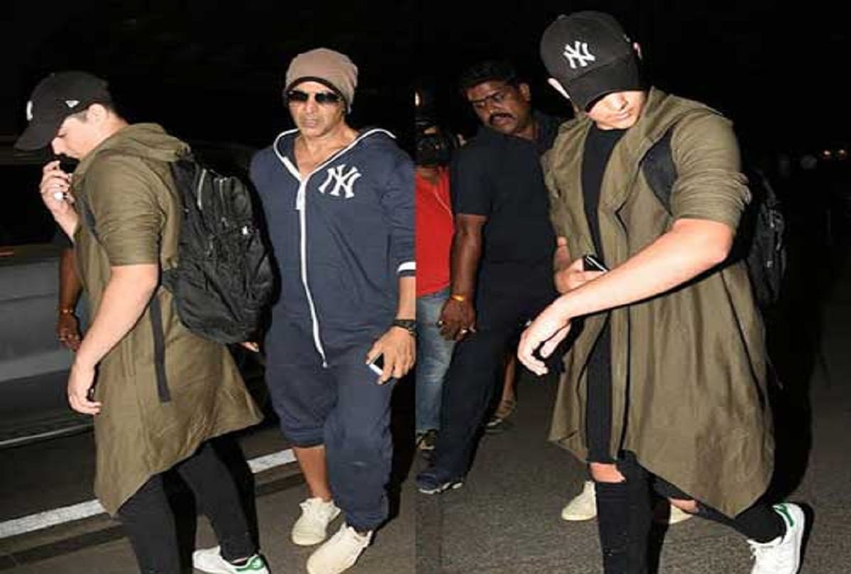 akshay kumar spot with family at mumbai airport