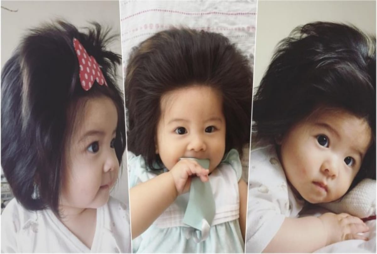 Seven month little girls followed by thousand of fans on instagram just because of her hair 