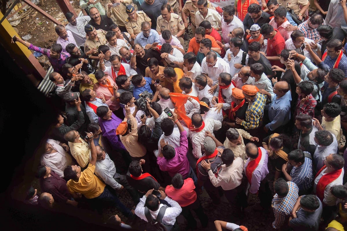 A shutdown called by maratha outfits in mumbai police deployed outside bjp office
