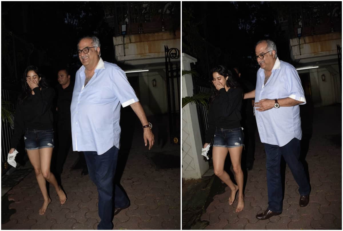 Jhanvi Kapoor and Boney Kapoor spotted at Arjun Kapoor house in Juhu