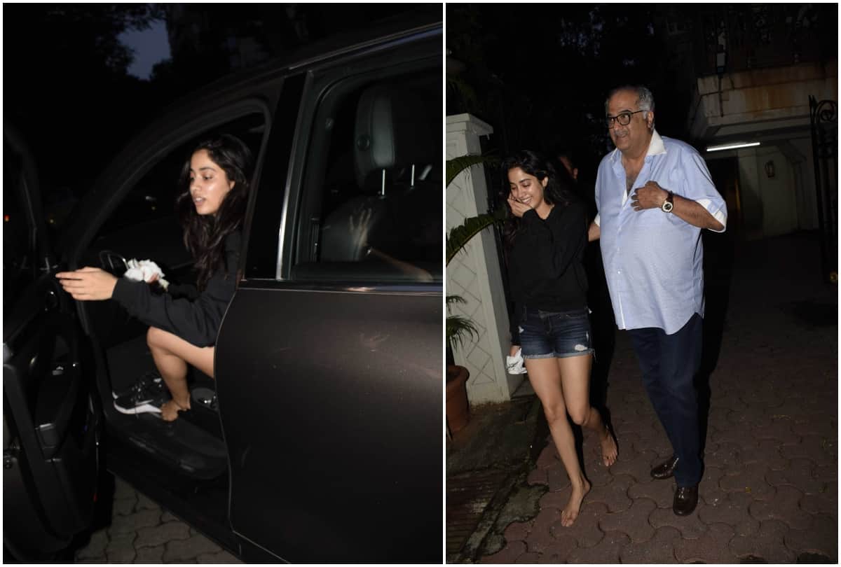 Jhanvi Kapoor and Boney Kapoor spotted at Arjun Kapoor house in Juhu