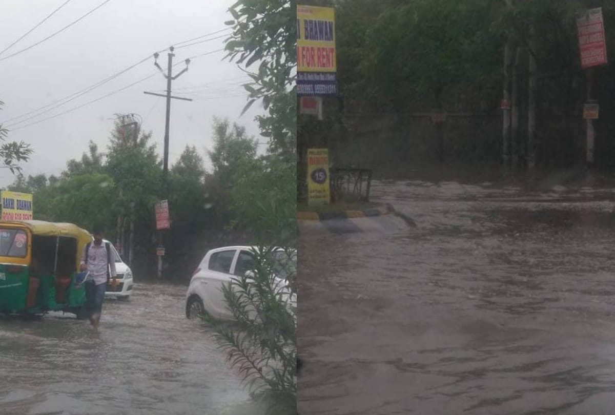 see in photos delhi ncr receive heavy rainfall collapse one died of current road cave and all update