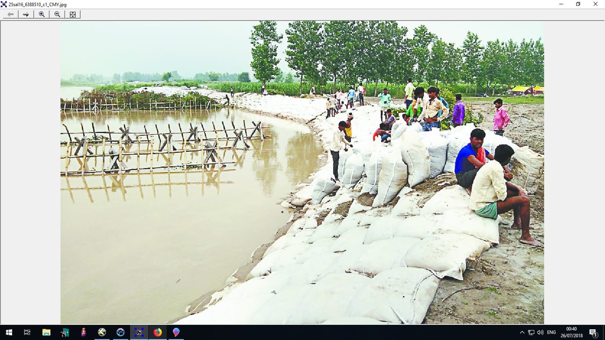 Waves of Yamuna falling on the embankments